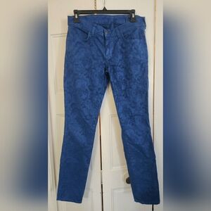 SIWY SLIM STRETCH SKINNY CROP JEANS IN RED TREFOIL PRINT, 29